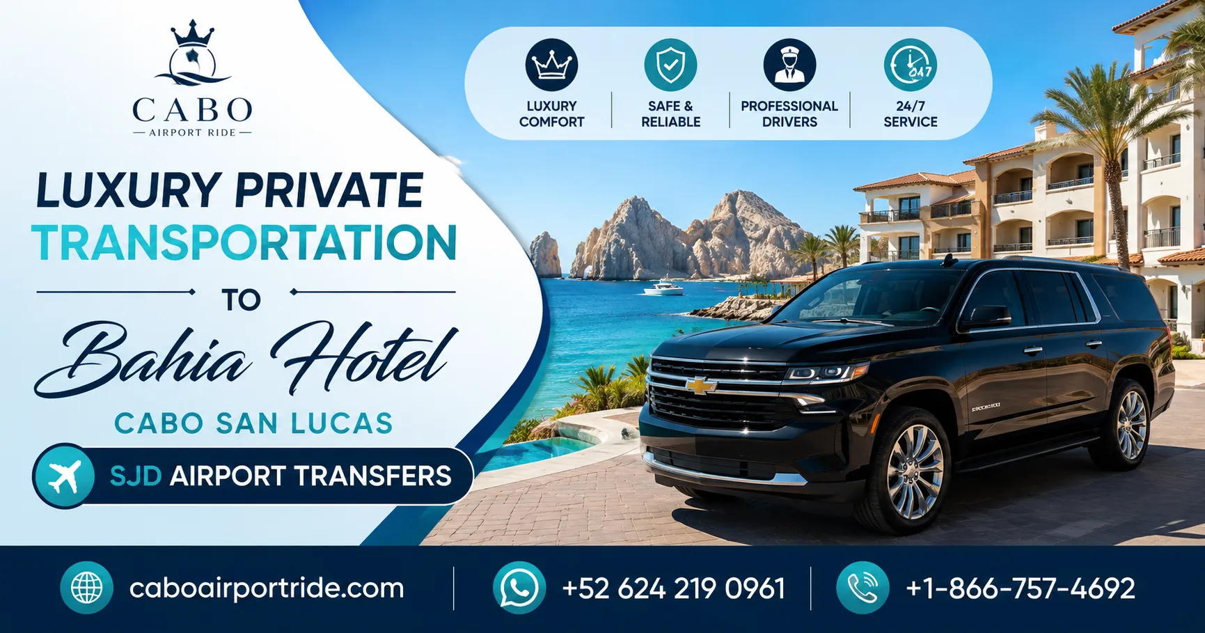 Luxury Private Transportation to Bahia Hotel Cabo San Lucas SJD Airport Transfers_resultado