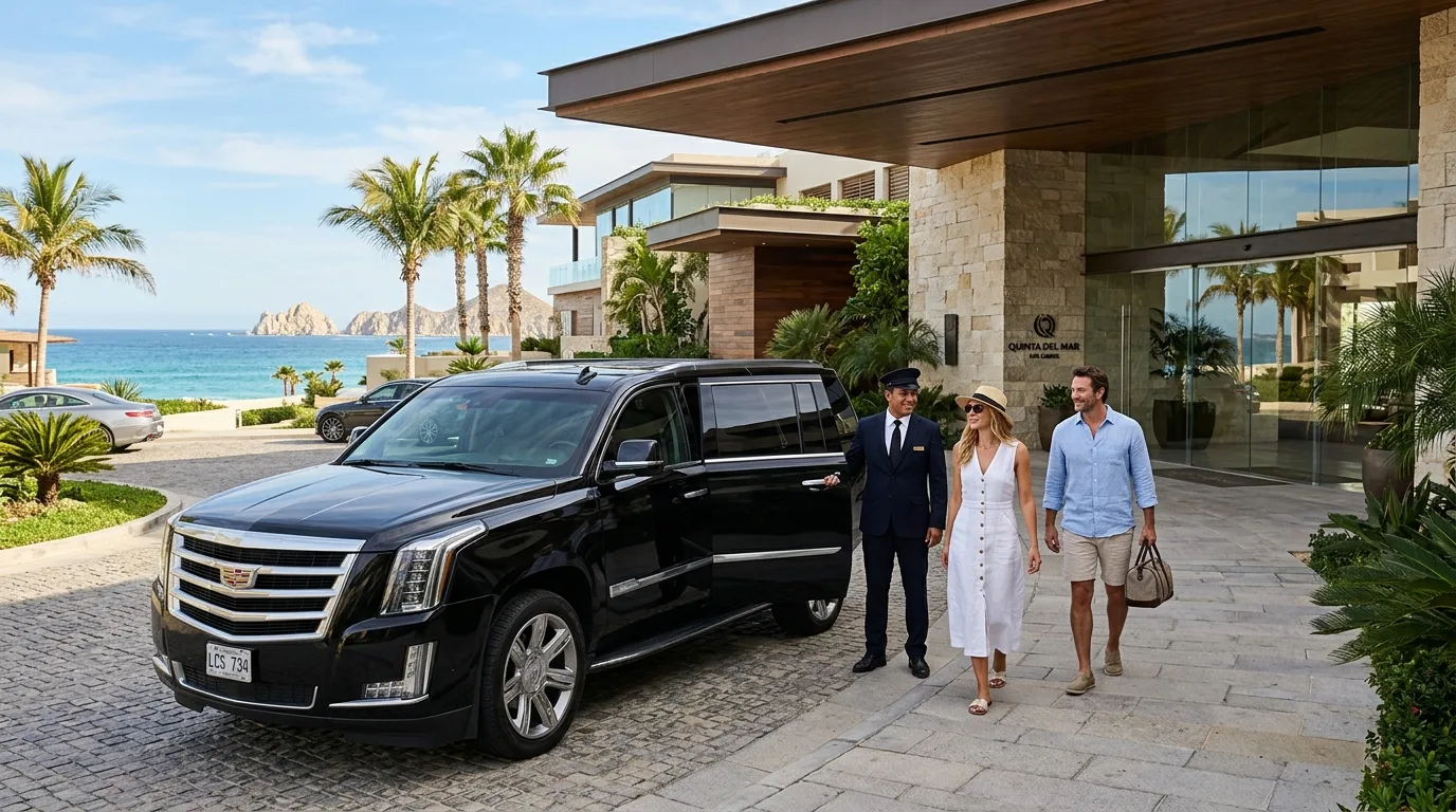 Private Transfer to Los Cabos Resort Luxury SUV providing private airport transportation to a Cabo resort